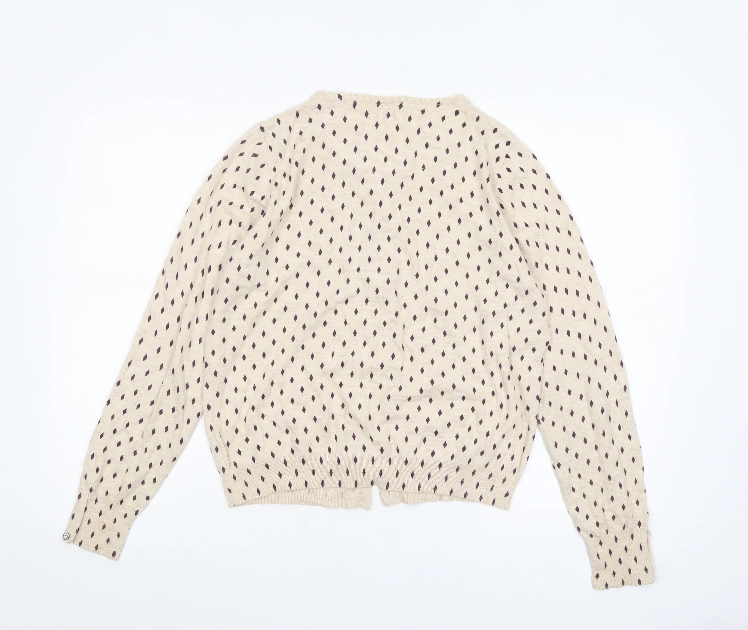 Next Women's Beige Geometric Cardigan Size 14 Long Sleeve Knit - Image 3