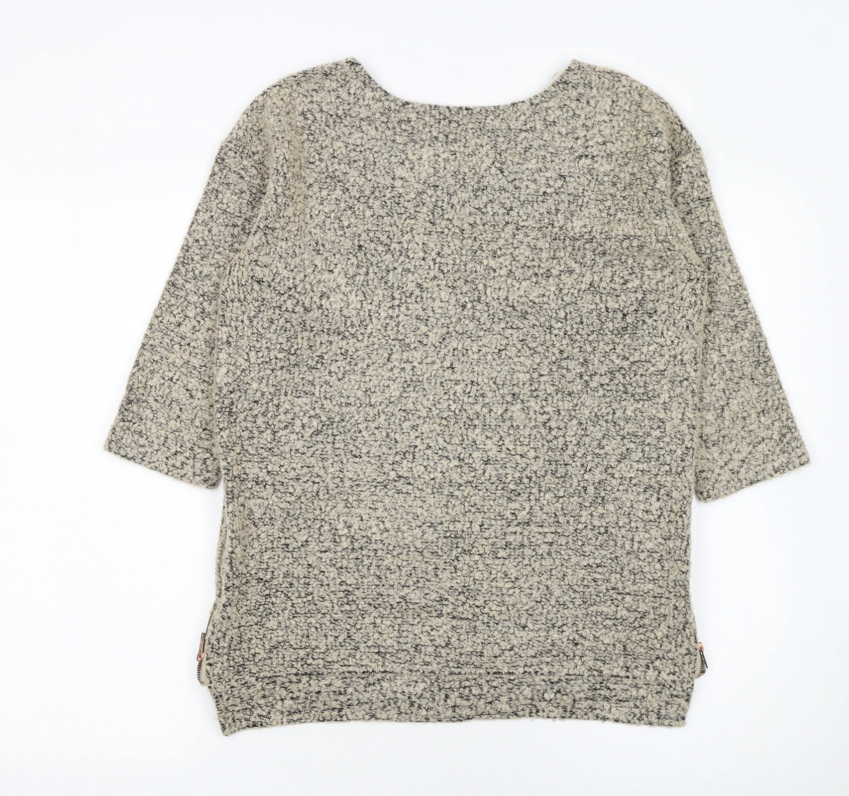 Next Womens Beige Knit Jumper UK 10 3/4 Sleeve Wool Blend - Image 3