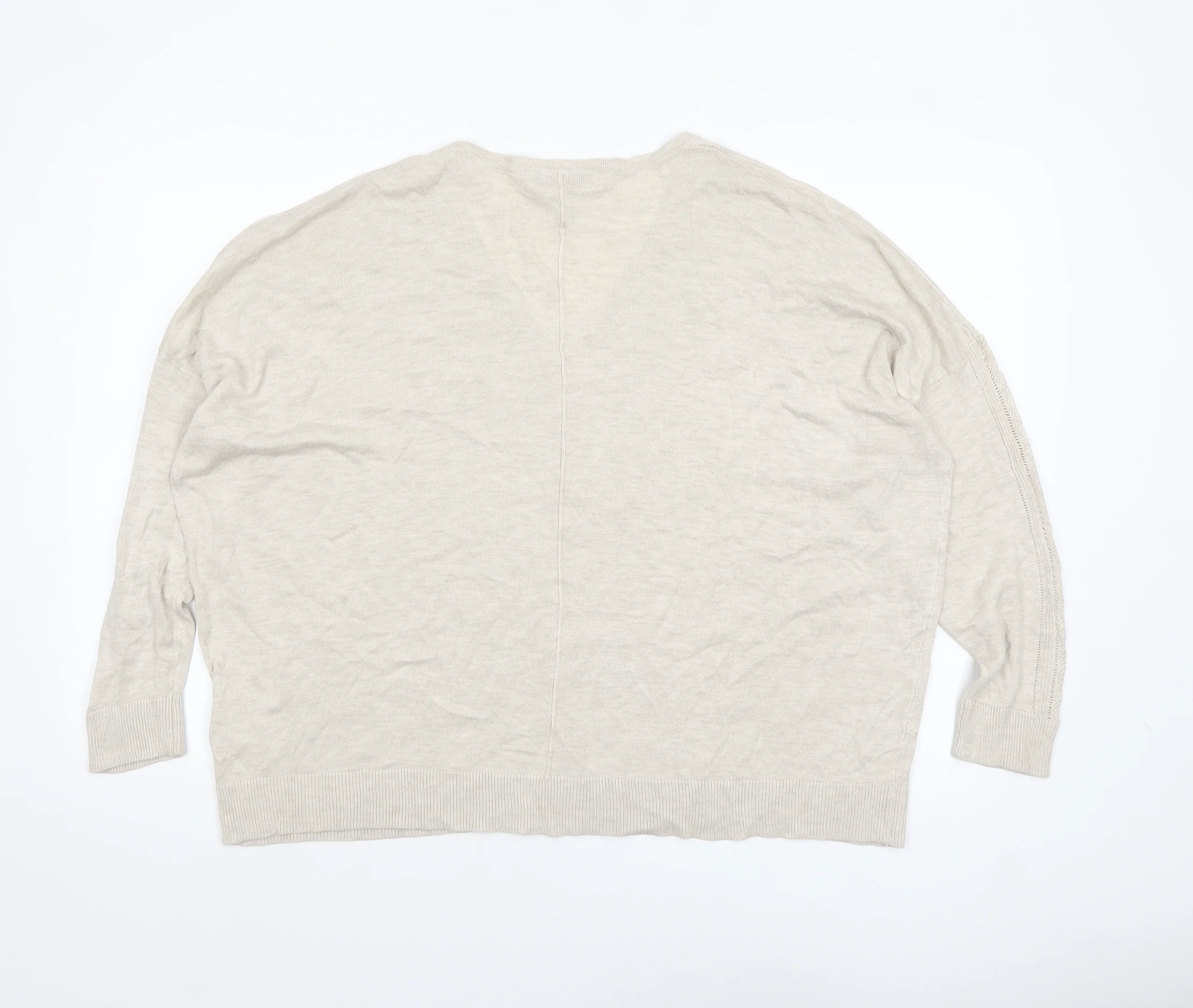 Next Womens Beige V-Neck Relaxed Knit Jumper Size M - Image 3