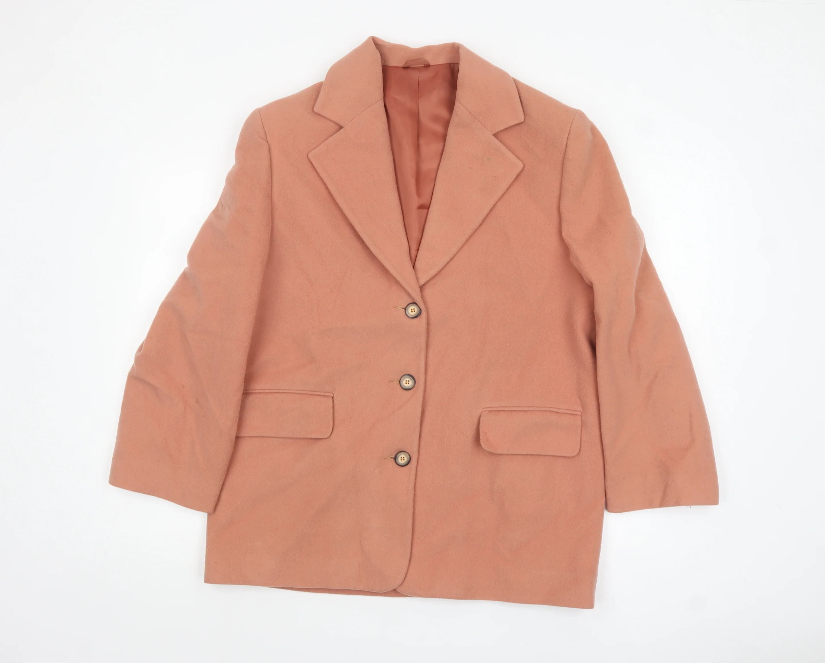 Next Womens Beige Wool Blend Blazer UK 14 Single-Breasted Jacket
