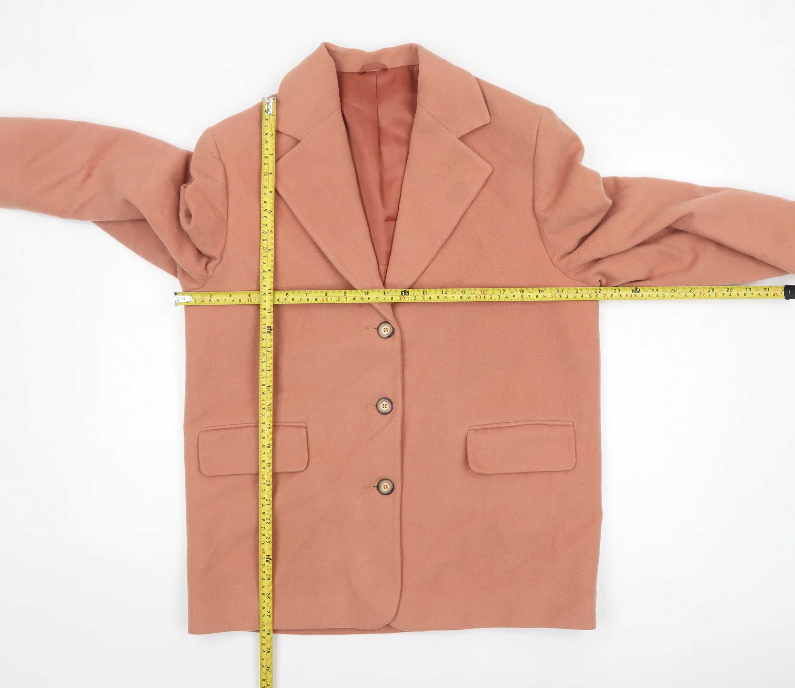 Next Womens Beige Wool Blend Blazer UK 14 Single-Breasted Jacket - Image 2