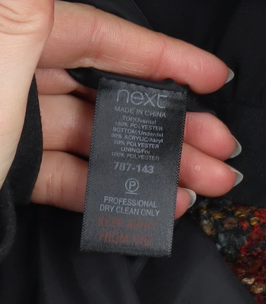 Next Womens Black Check A-Line Sleeveless Dress Size 14 - Image 5