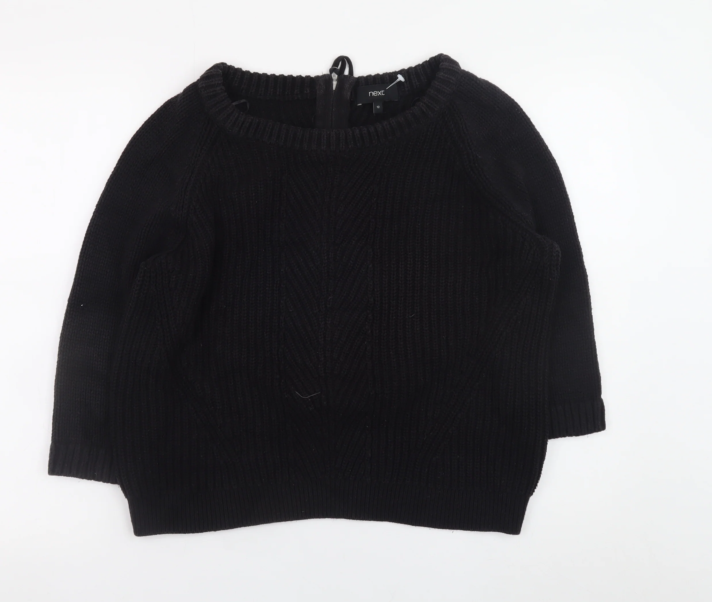 Next Women's Black Chunky-Knit Pullover Jumper Size 12