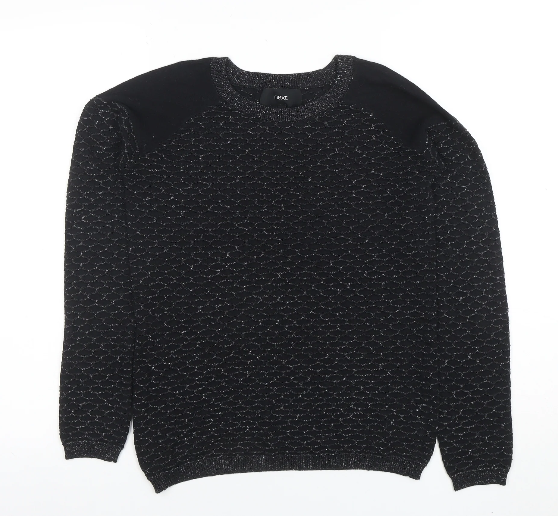 Next Women's Black Crew Neck Long Sleeve Knit Jumper Size 8