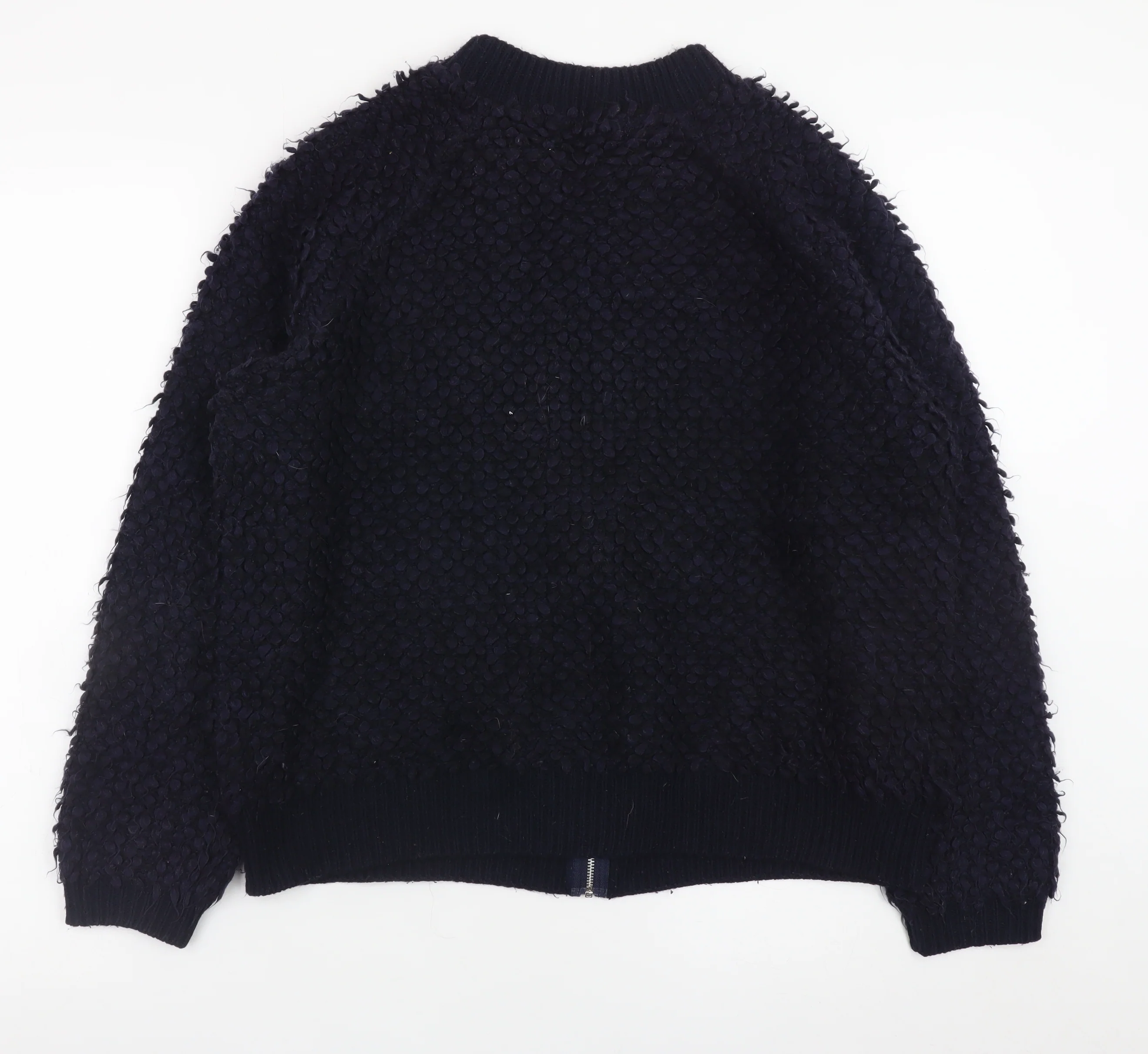 Next Womens Black Full Zip Chunky Knit Jumper UK 14 - Image 3