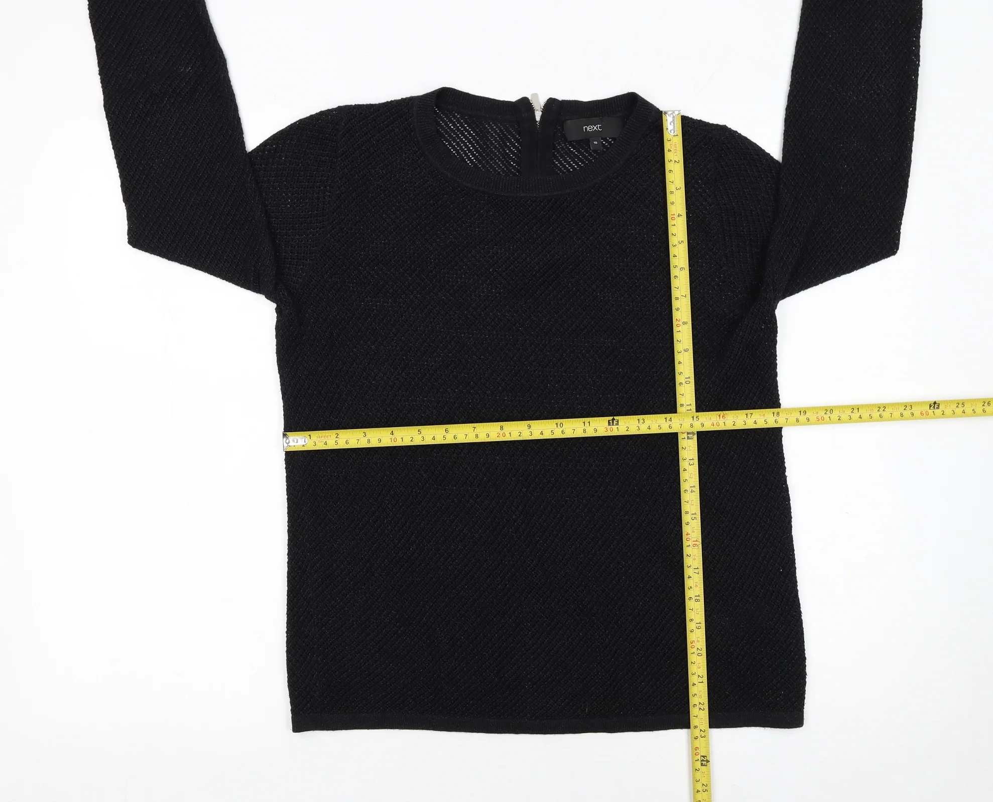 Next Womens Black Knit Long Sleeve Pullover Jumper Size 10 - Image 2