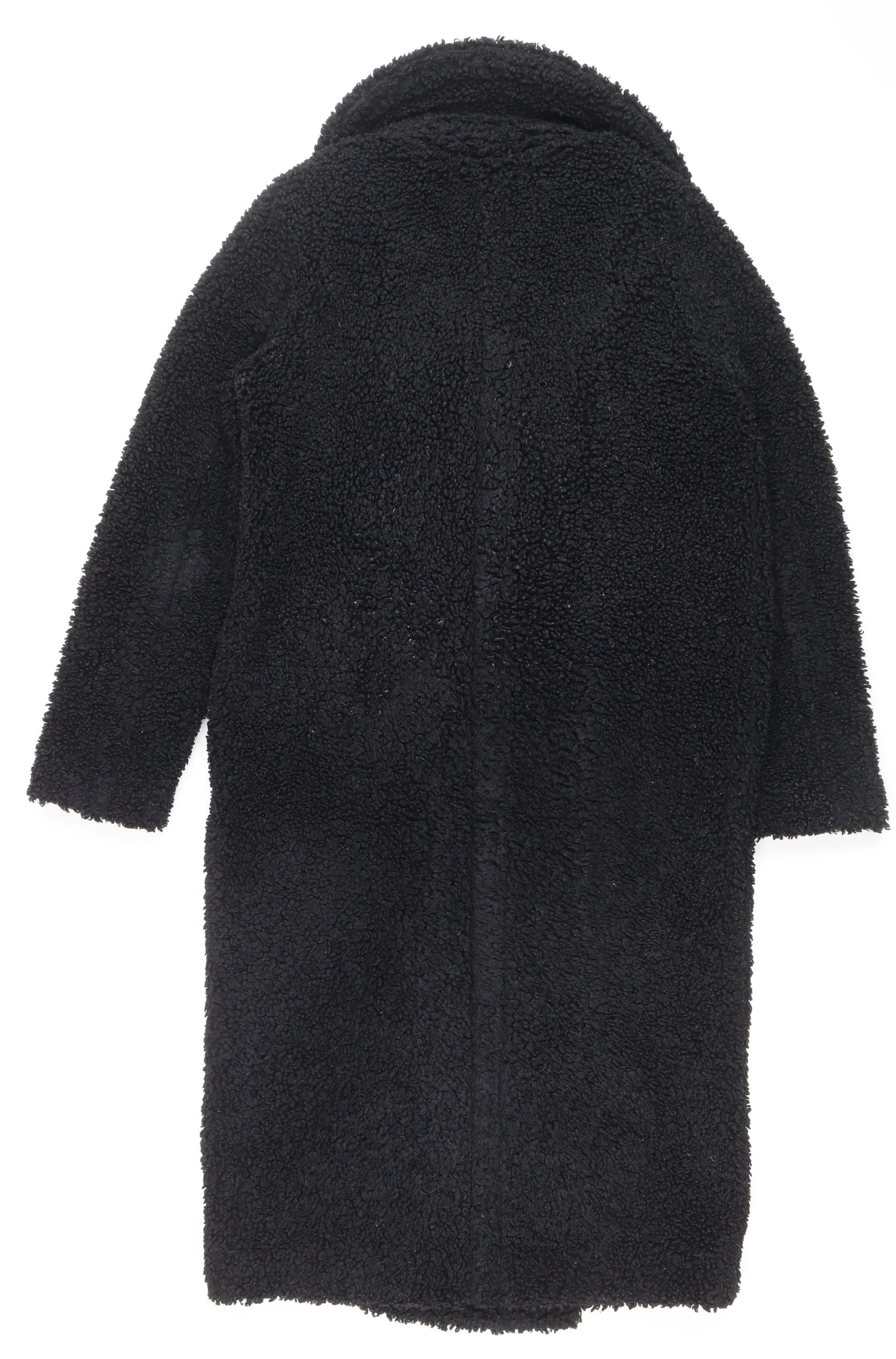 Next Womens Black Long Teddy Fleece Overcoat Size 8 - Image 2