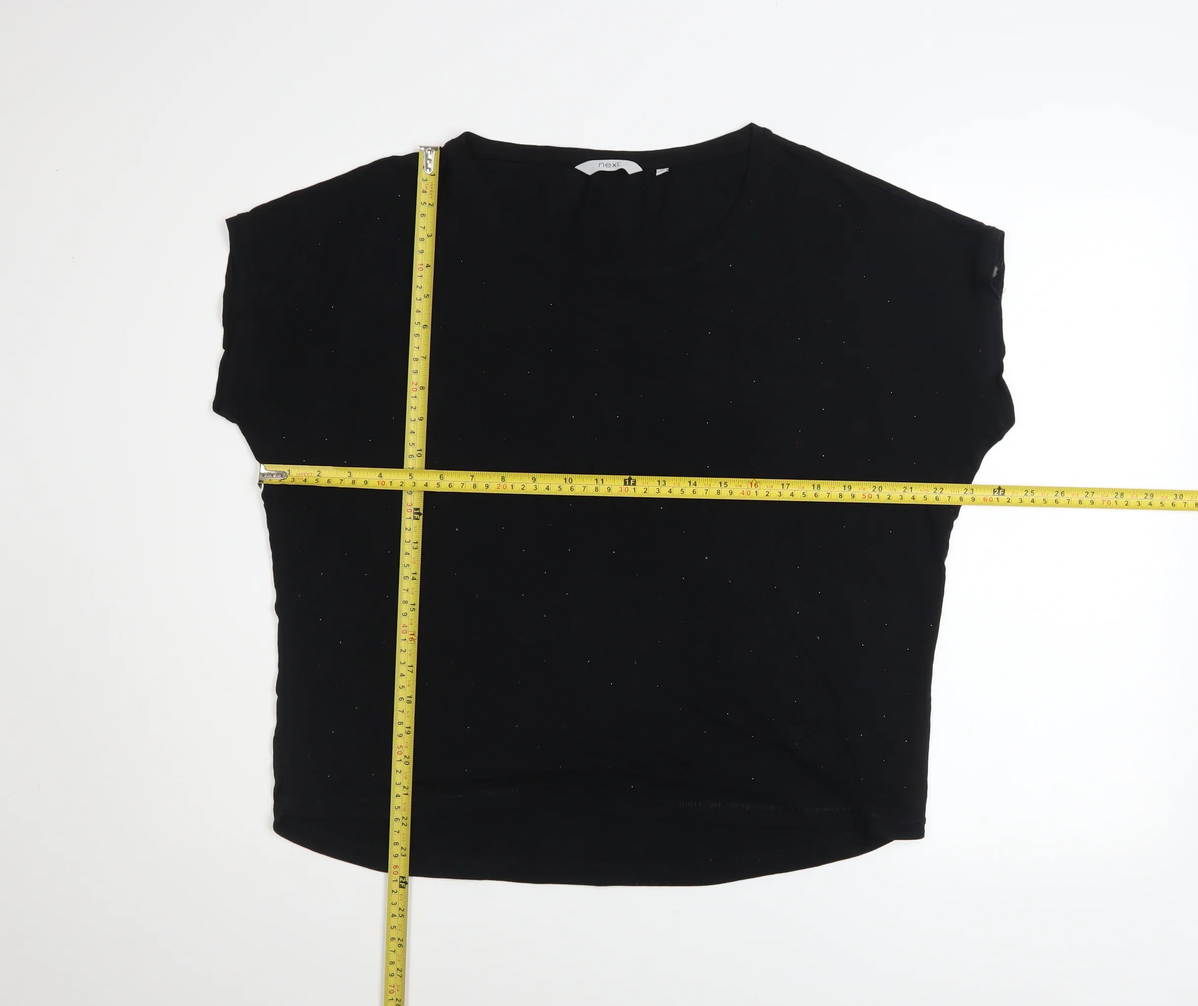 Next Womens Black Short Sleeve Embellished Viscose T-Shirt Size 16 - Image 2