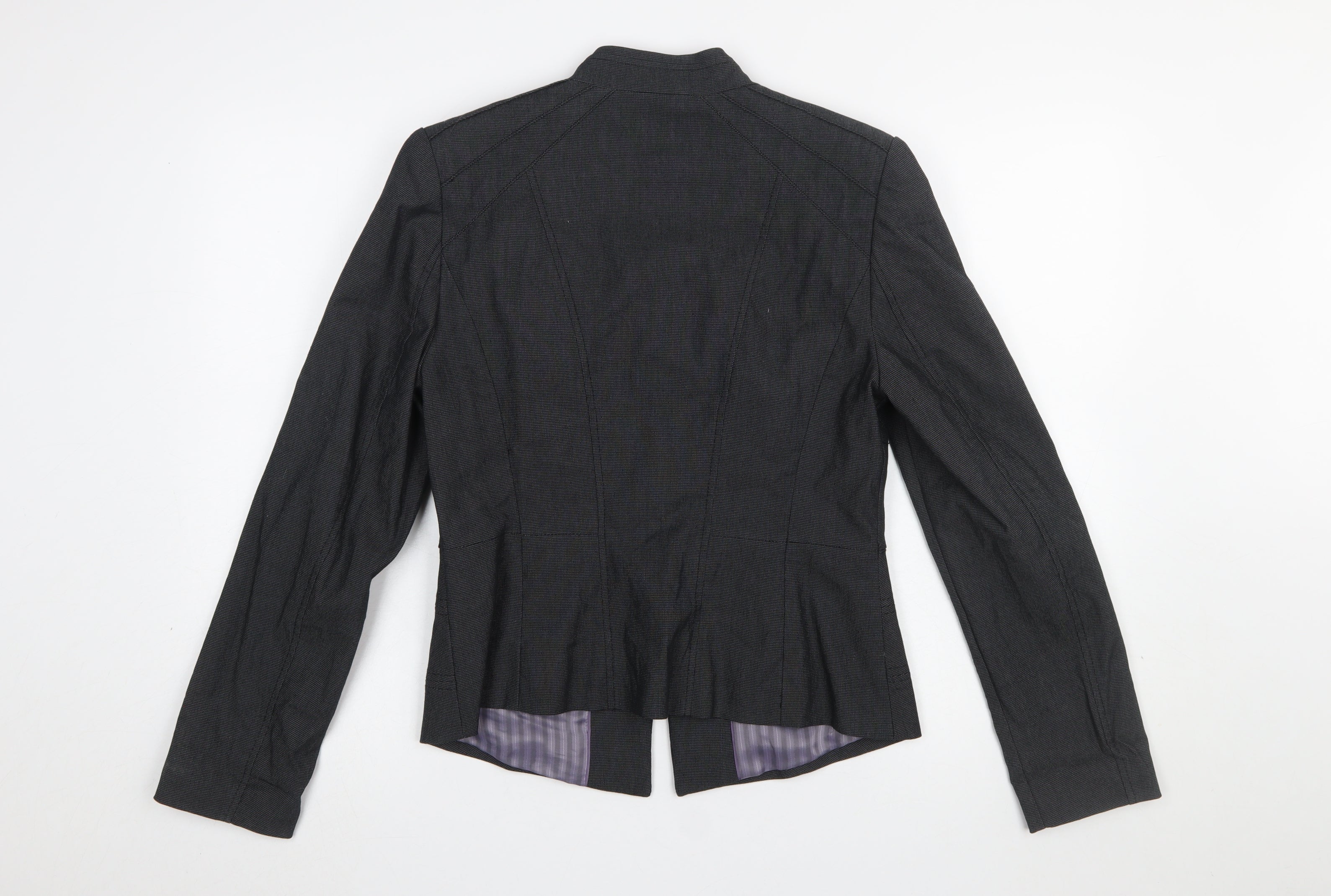 Next Women's Black Size 12 Tailored Herringbone Cotton Blazer - Image 3