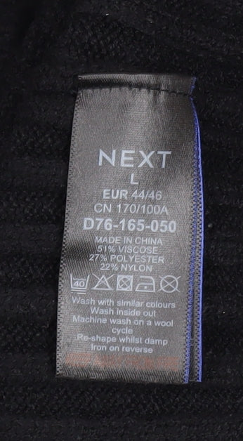 NEXT Womens Black V-Neck Ribbed Pullover Jumper Size L - Image 4