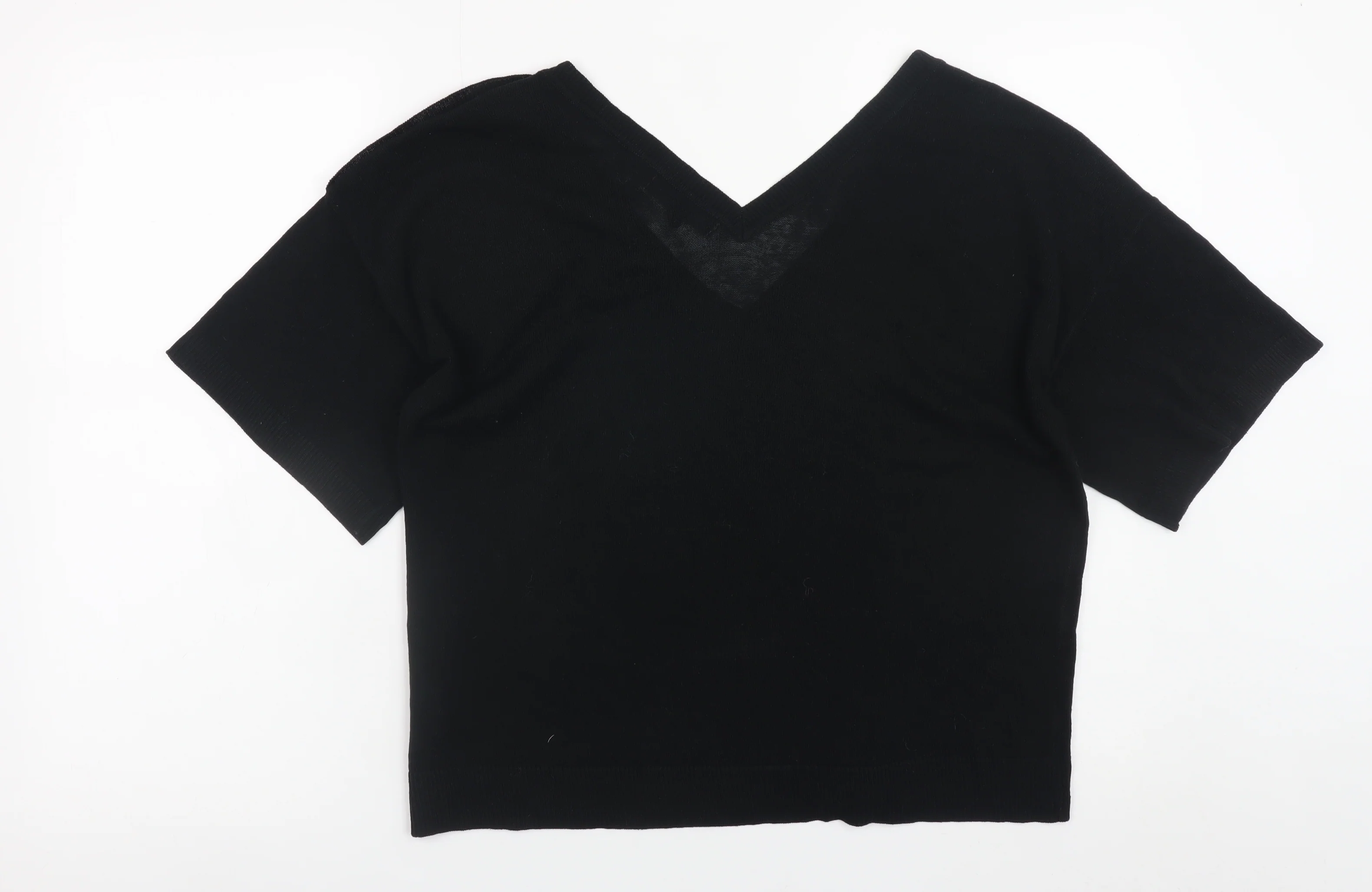 Next Womens Black V-Neck Short Sleeve Pullover Jumper Size 12 - Image 3