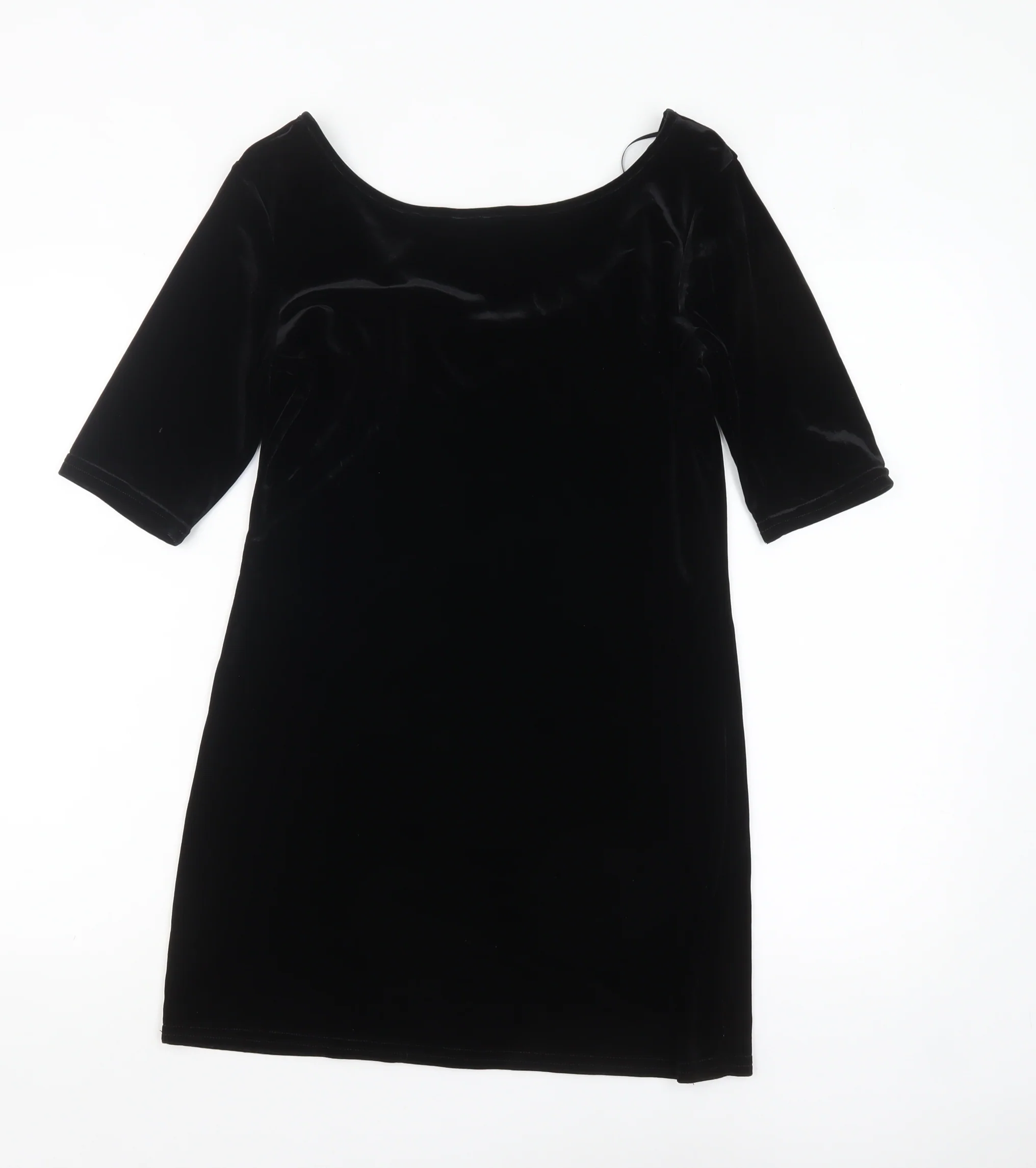 Next Women's Black Velvet Short Sleeve Scoop Neck Top Size 12 - Image 3