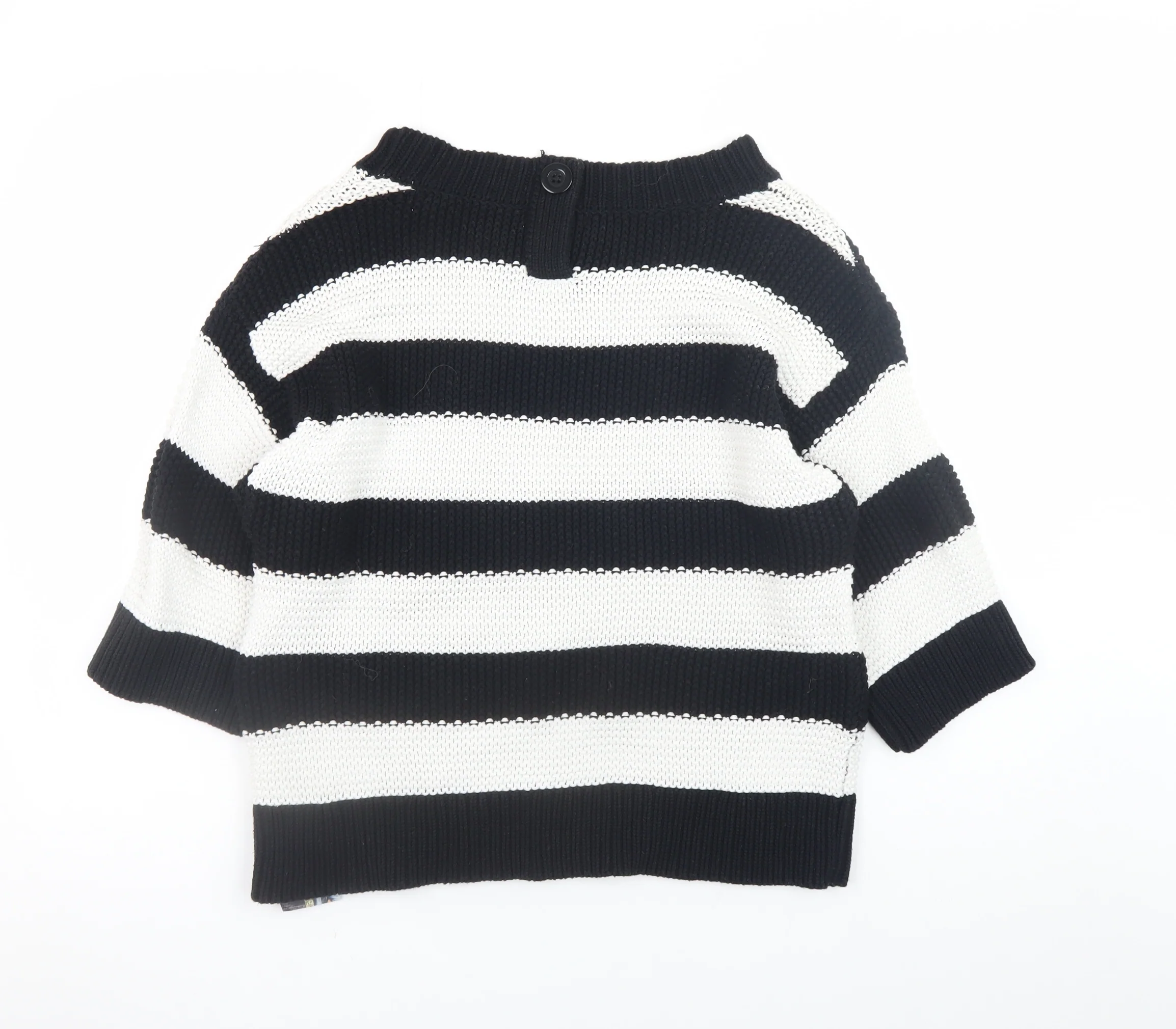 Next Womens Black & White Striped Cotton Jumper Size 12 - Image 3