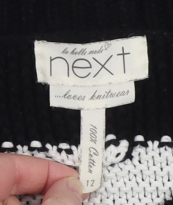 Next Womens Black & White Striped Cotton Jumper Size 12 - Image 4