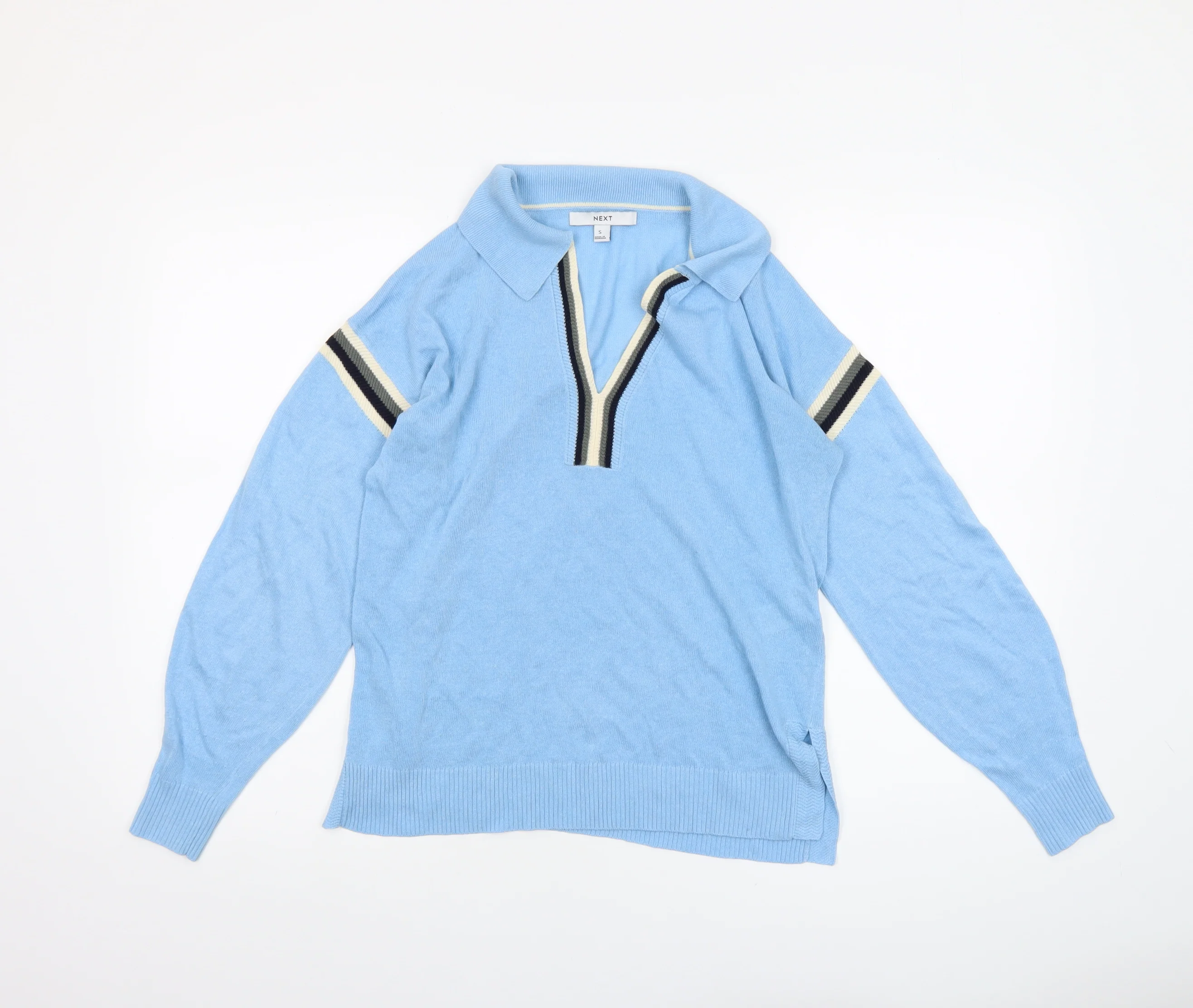 Next Women's Blue Collared Pullover Jumper Size S Lightweight Knit