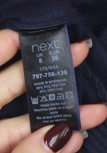 Next Women's Blue LOVE Jumper Size 8 Crew Neck Pullover - Image 4