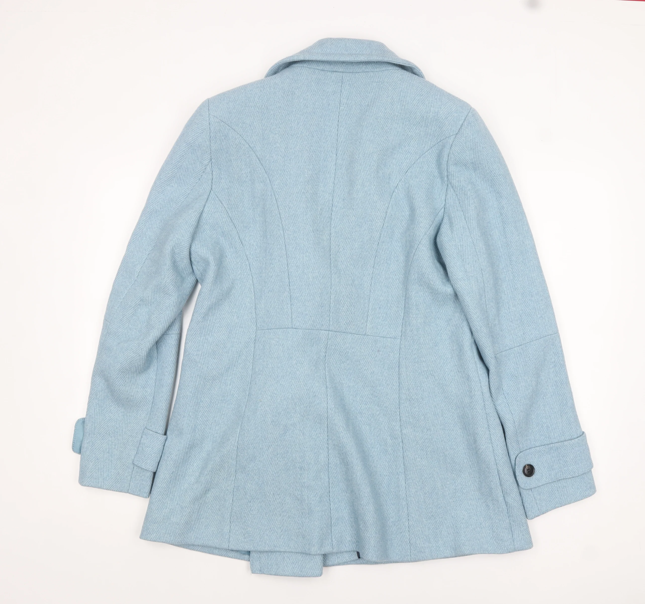 Next Womens Blue Wool Blend Pea Coat Size 16 Double Breasted - Image 3