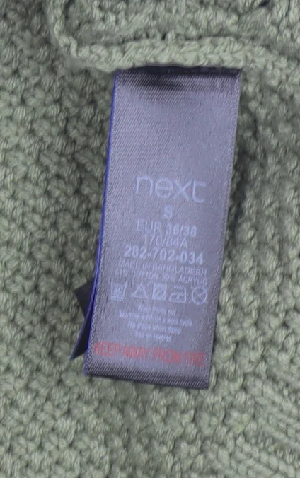 Next Womens Green Chunky Knit Open Cardigan Size S - Image 5