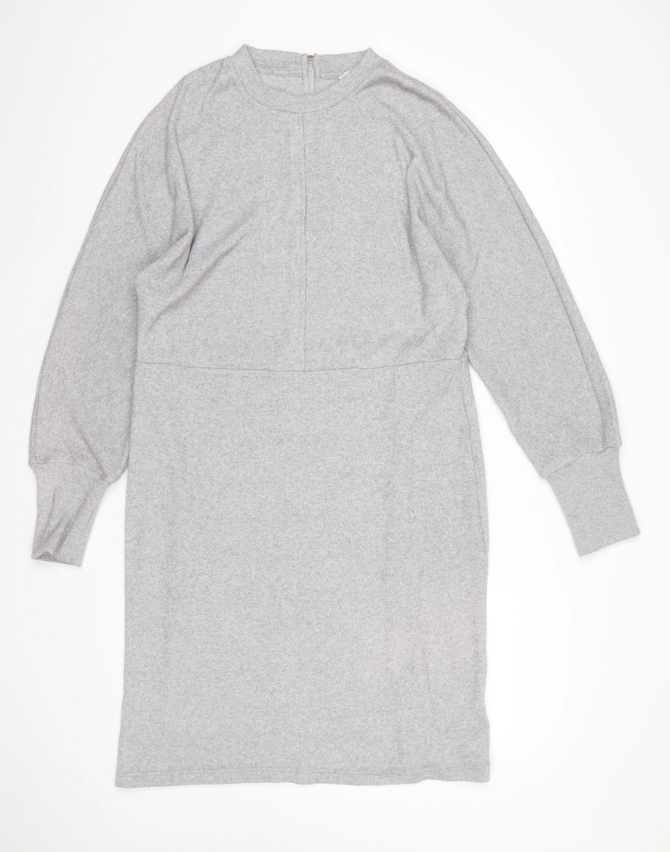 Next Womens Grey Knit Shift Dress Size 18 Long Sleeve High Neck