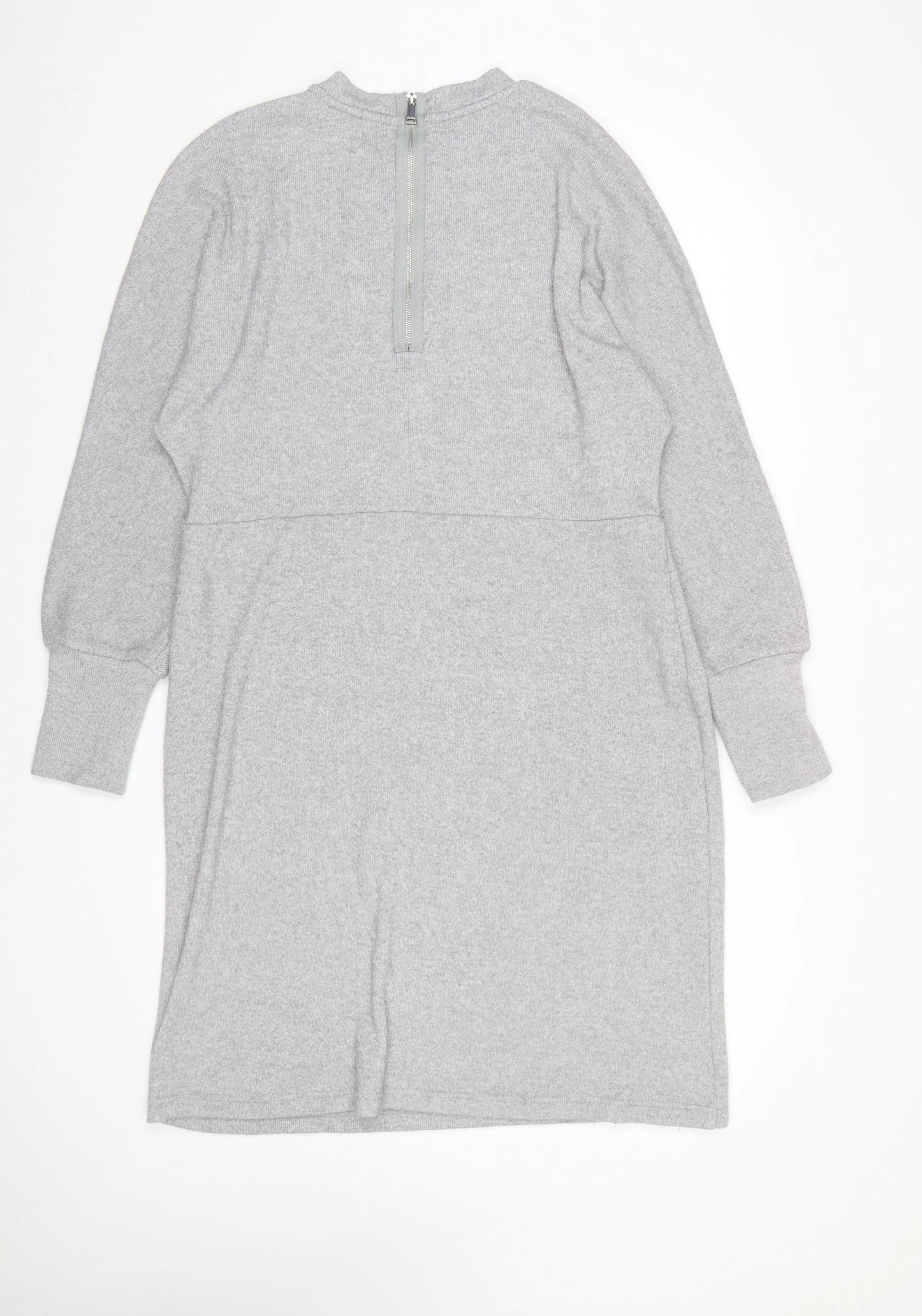 Next Womens Grey Knit Shift Dress Size 18 Long Sleeve High Neck - Image 3
