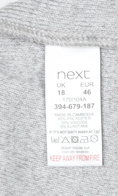 Next Womens Grey Knit Shift Dress Size 18 Long Sleeve High Neck - Image 4