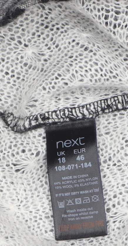 Next Womens Grey Lace Knit Tunic Blouse Size 18 3/4 Sleeve Stretch Top - Image 4