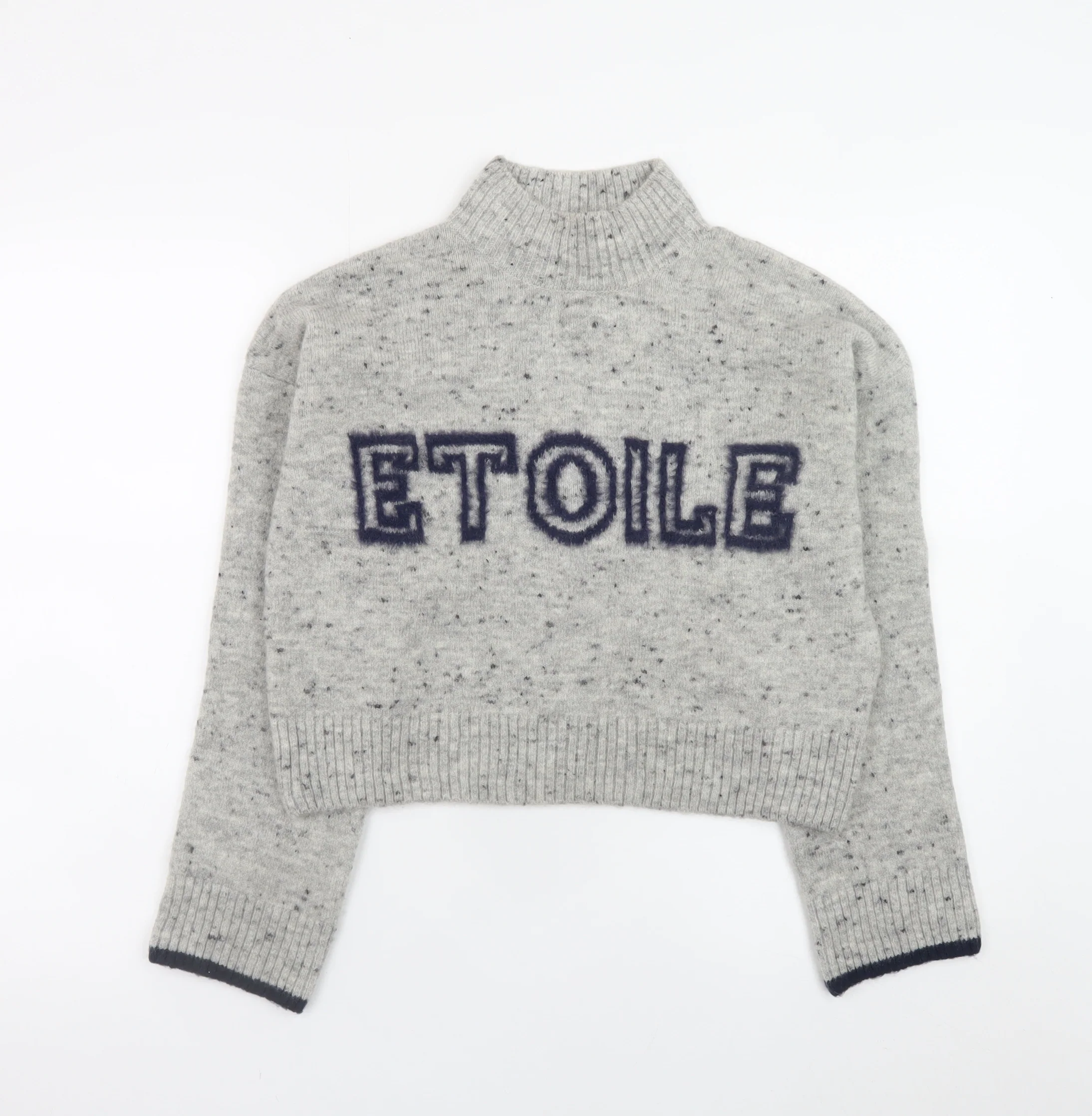 Next Womens Grey Mock Neck Wool Blend Jumper Size S Etoile Knit