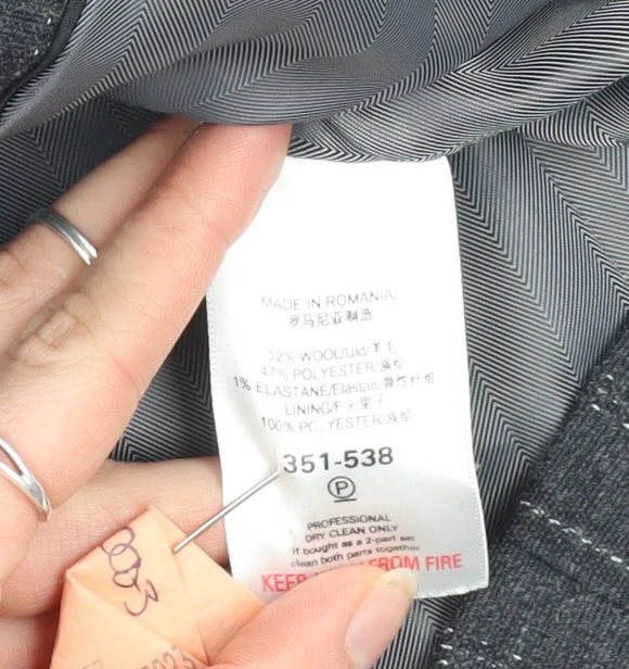 Next Women's Grey Pinstripe Wool Blend Blazer Size 12 Classic Fit - Image 4