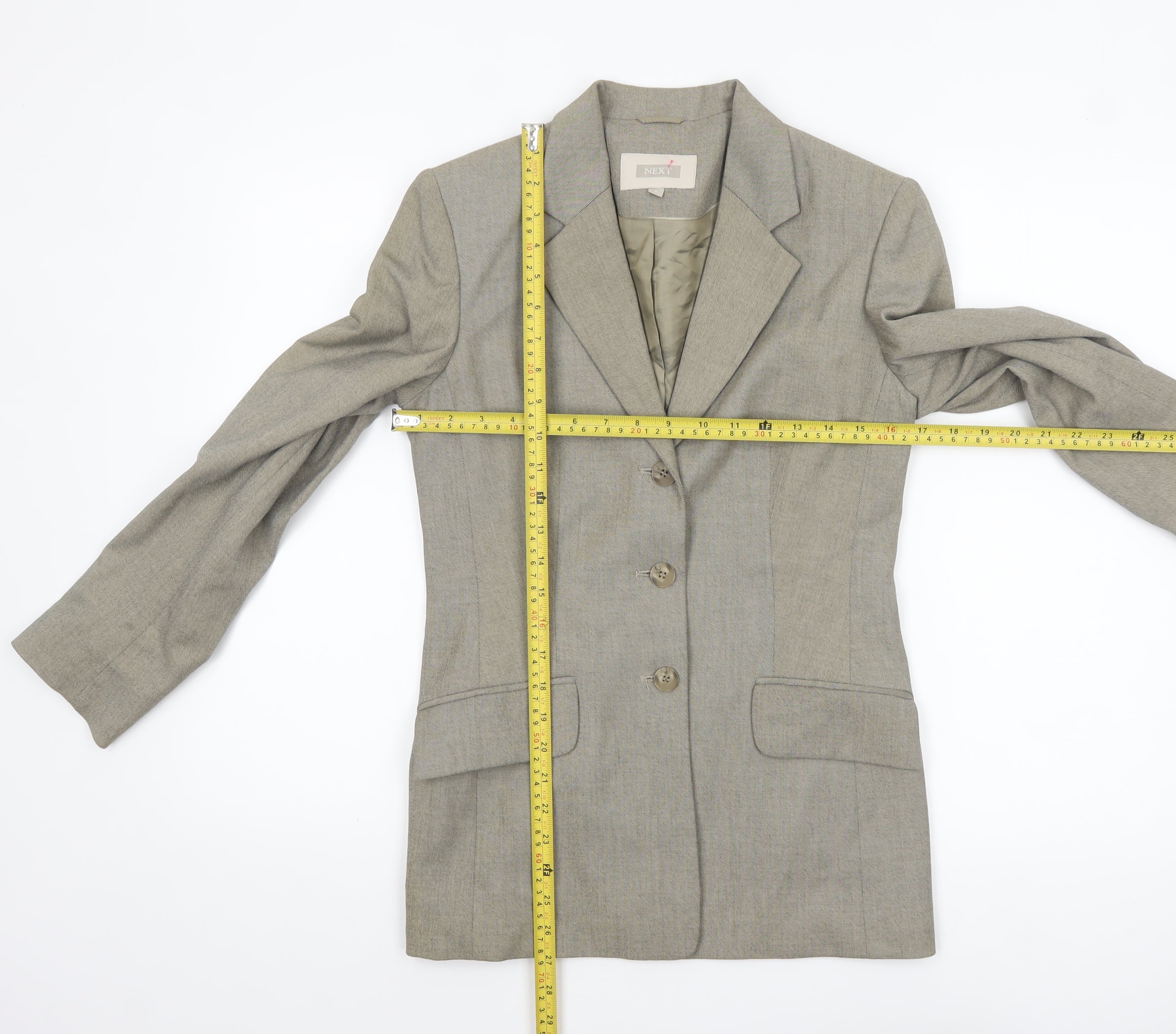 Next Women's Grey Single-Breasted Blazer Jacket Size 8 Classic Fit - Image 2