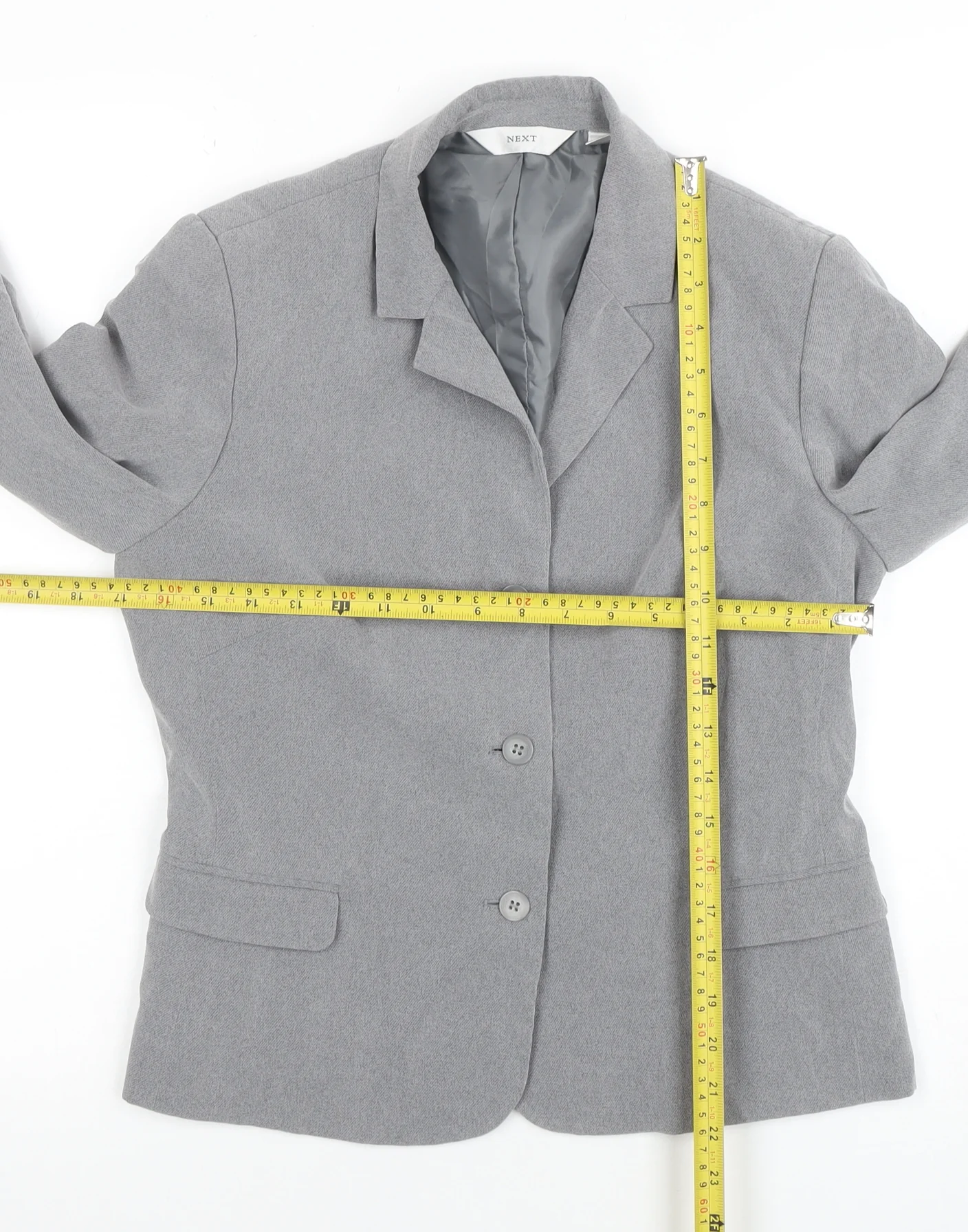 Next Womens Grey Size 10 Classic Blazer Jacket Single Breasted - Image 2