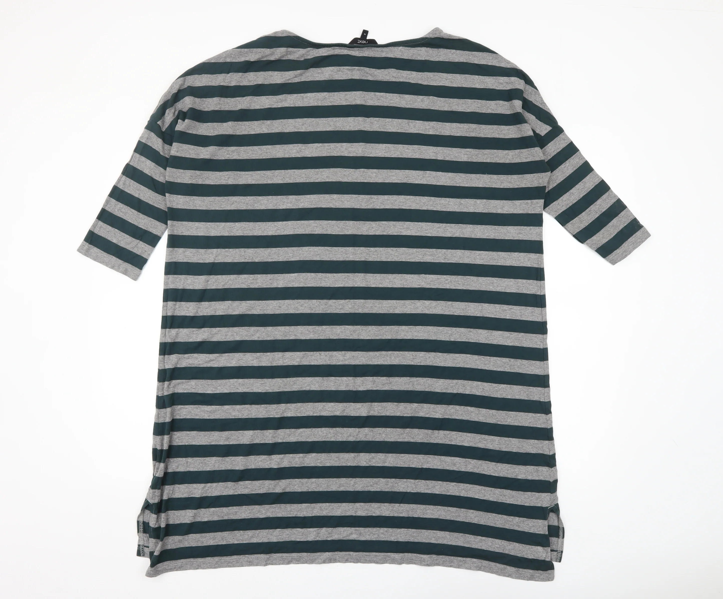 Next Women's Grey Striped 3/4 Sleeve Tunic T-Shirt Size 10 - Image 3