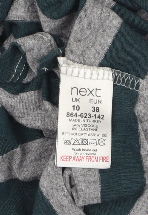 Next Women's Grey Striped 3/4 Sleeve Tunic T-Shirt Size 10 - Image 4