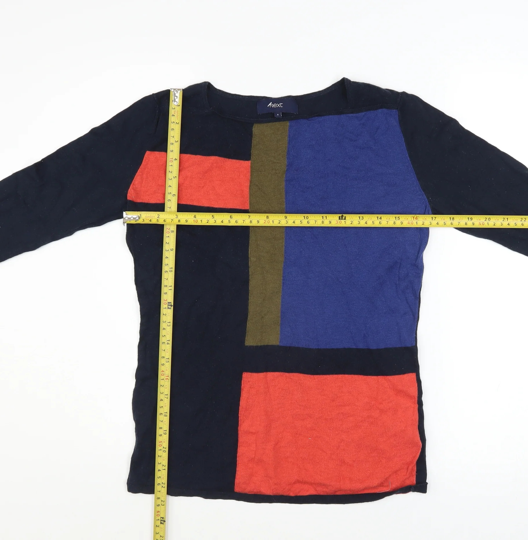 Next Womens Multicoloured Geometric Cotton Jumper Size 8 - Image 2