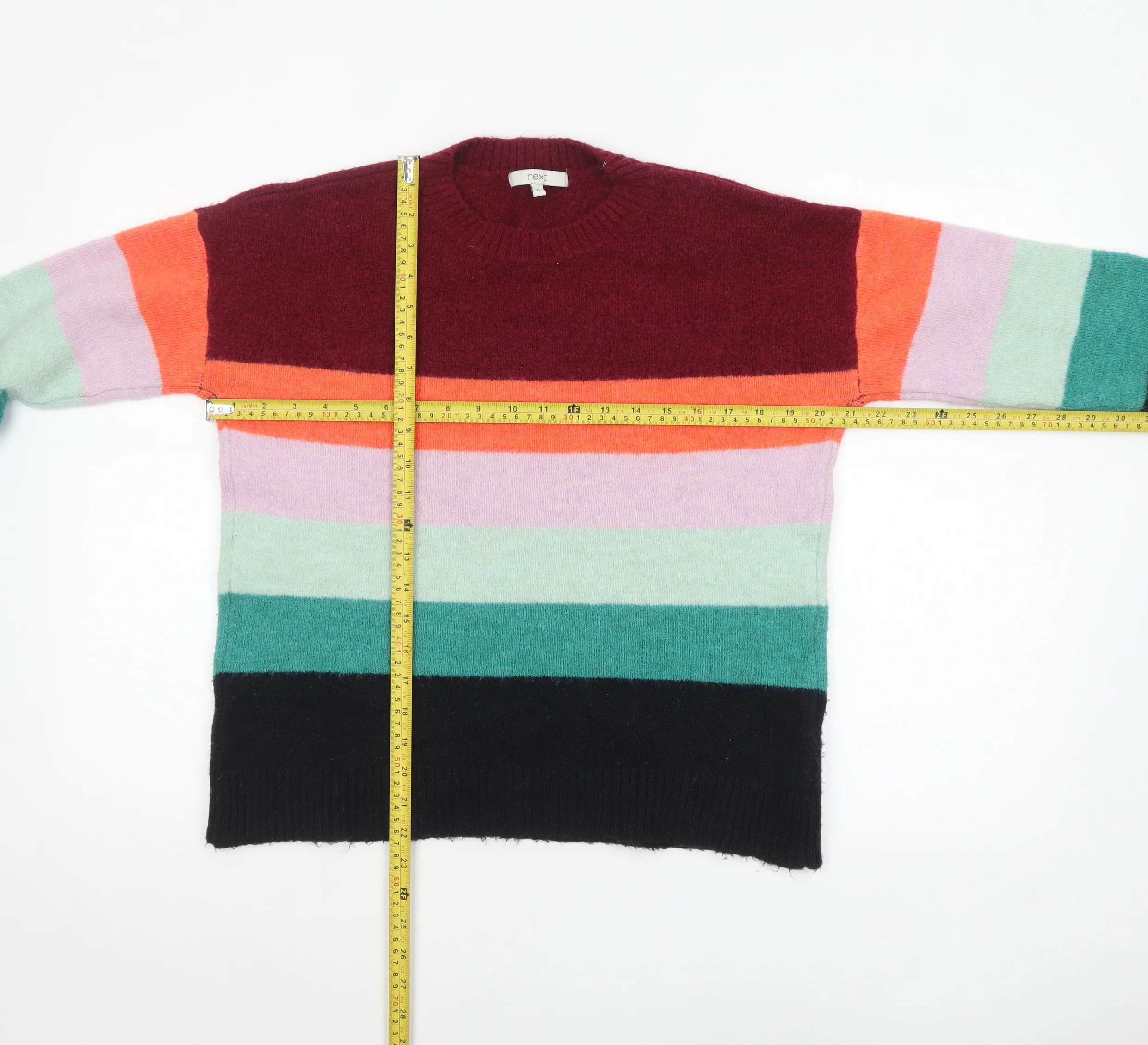 Next Womens Multicoloured Striped Crew Neck Pullover Jumper XS - Image 2