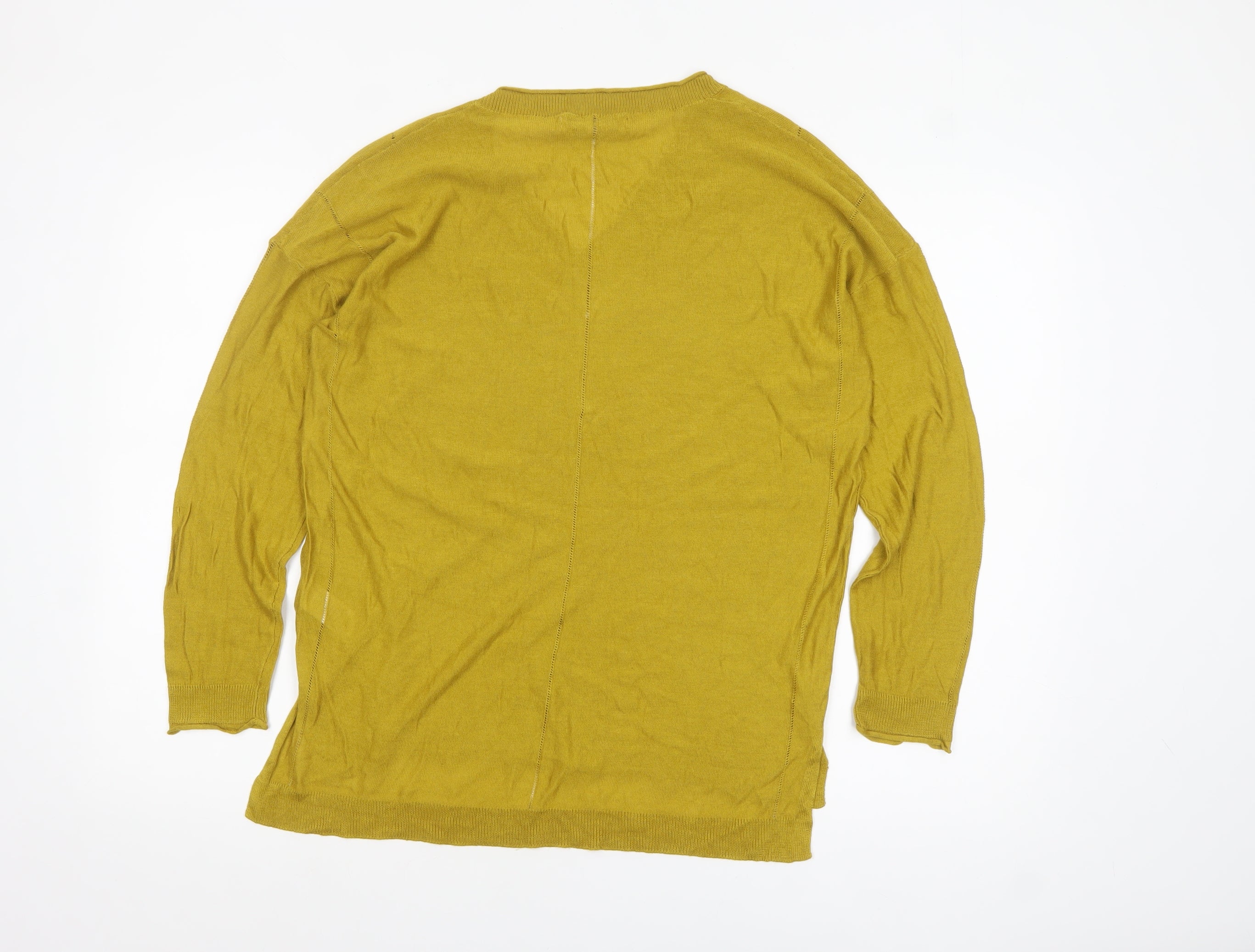 Next Women's Mustard V-Neck Long Sleeve Pullover Jumper Size 16 - Image 3