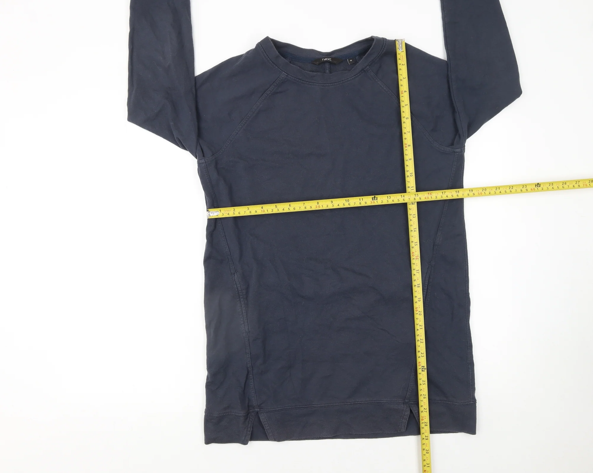 Next Womens Navy Blue Cotton Pullover Sweatshirt UK 10 - Image 2