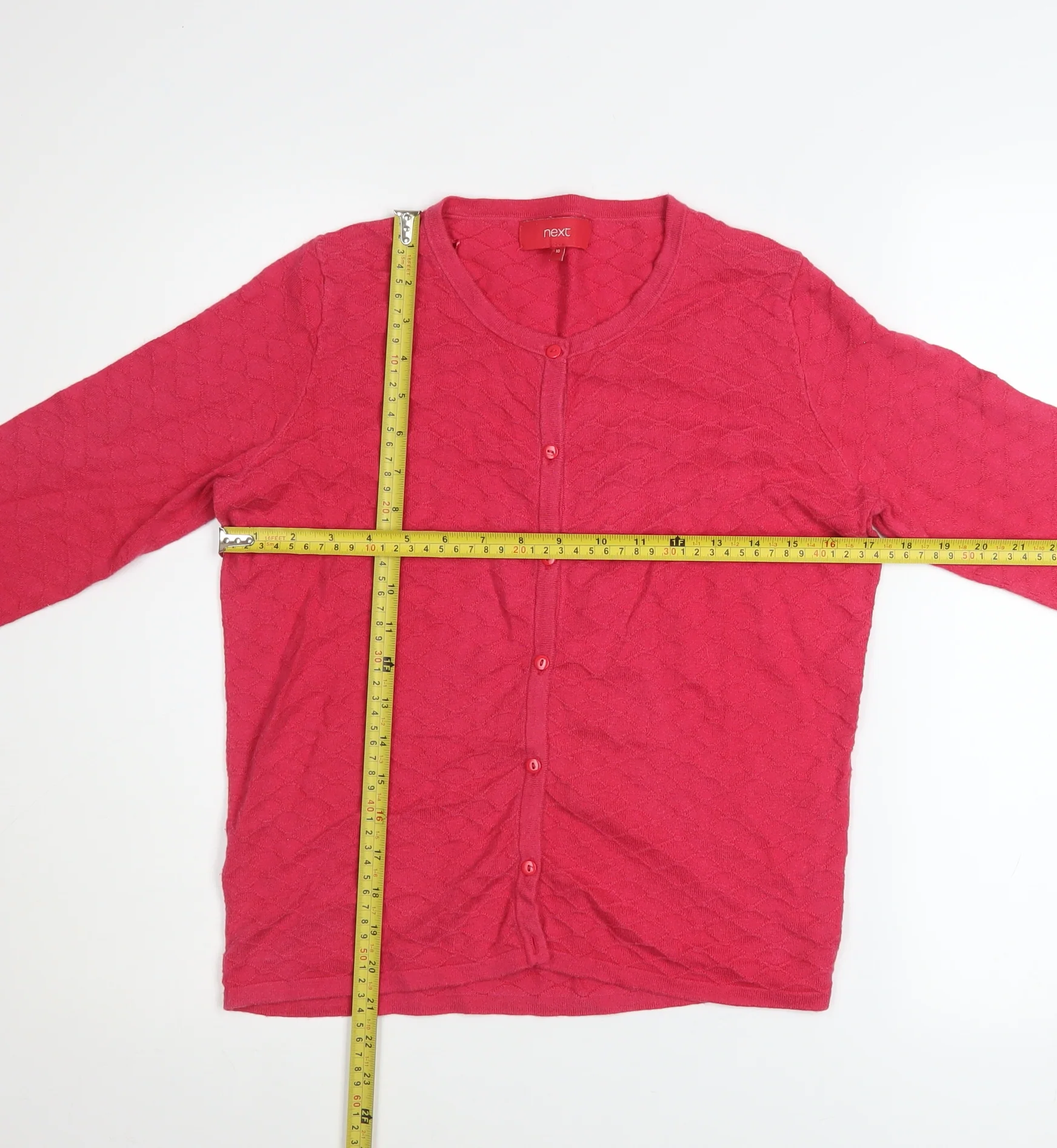 Next Womens Pink Knit Button Cardigan Size 10 Long Sleeve - Image 2