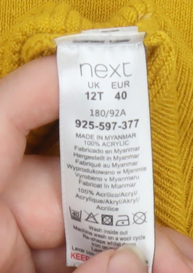 Next Women's Yellow Roll Neck Acrylic Knit Jumper Size 12 Tall - Image 4
