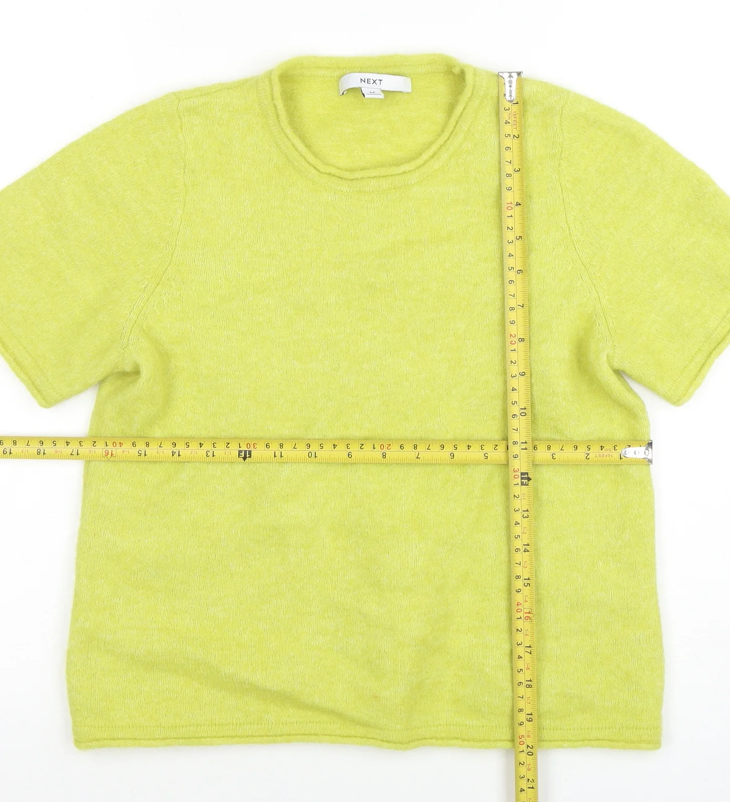 Next Womens Yellow Short Sleeve Cotton Blend Knit T-Shirt M - Image 2