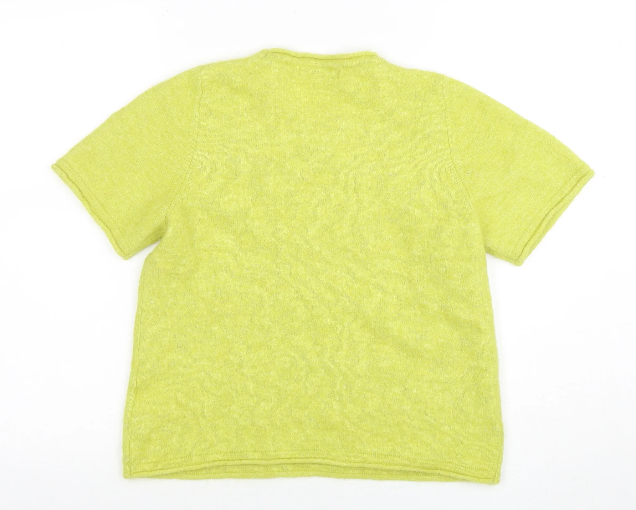 Next Womens Yellow Short Sleeve Cotton Blend Knit T-Shirt M - Image 3