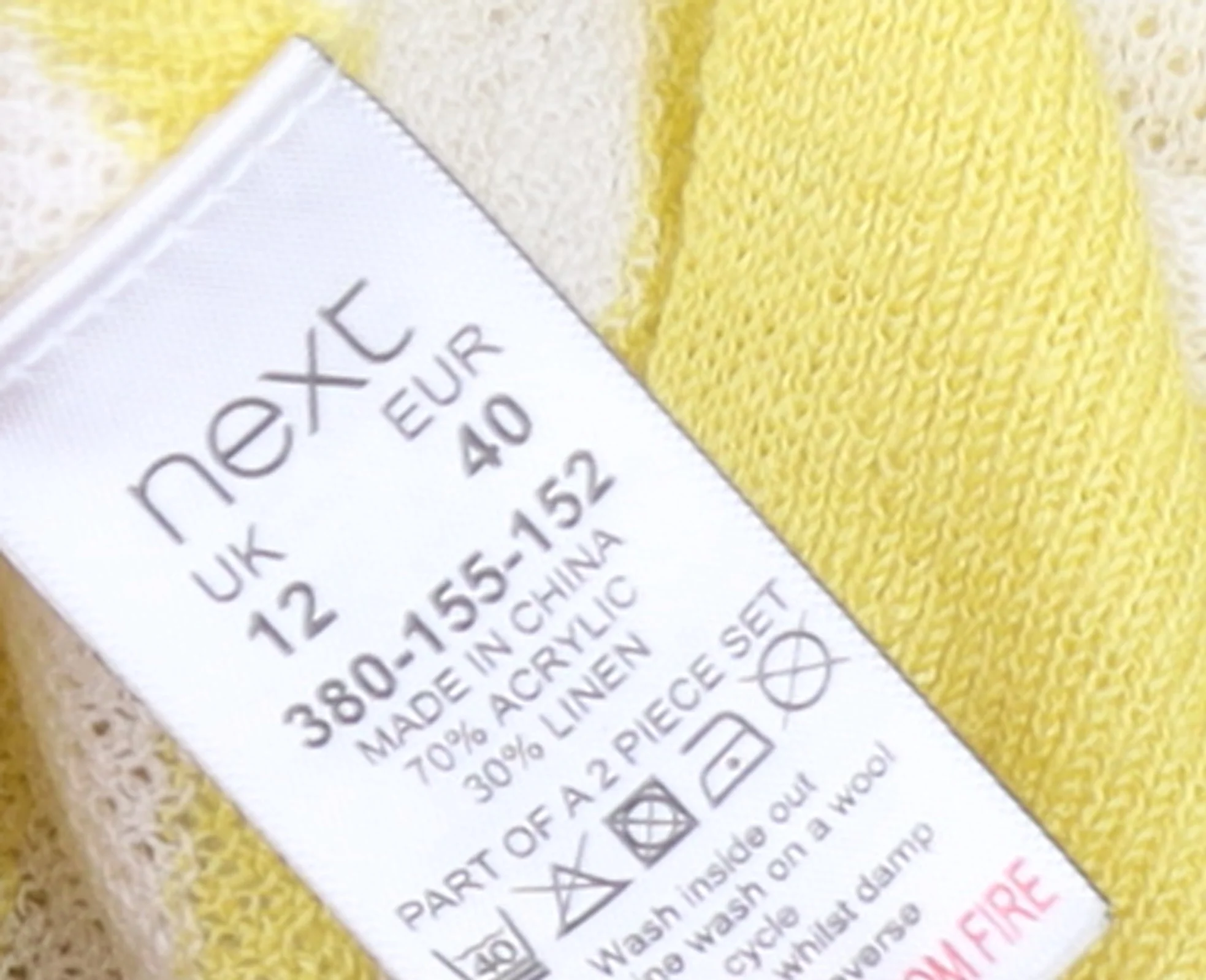 Next Women's Yellow Striped Linen Acrylic Sleeveless Cardigan UK 12 - Image 4
