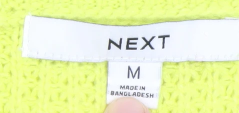 NEXT Women's Yellow V-Neck Chunky Knit Pullover Jumper Size M - Image 4