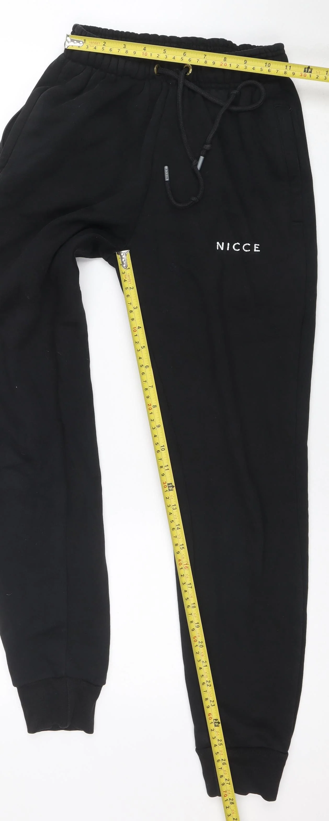Nicce Men’s Black Jogger Sweatpants XXS Cotton Blend Tapered Fit - Image 2