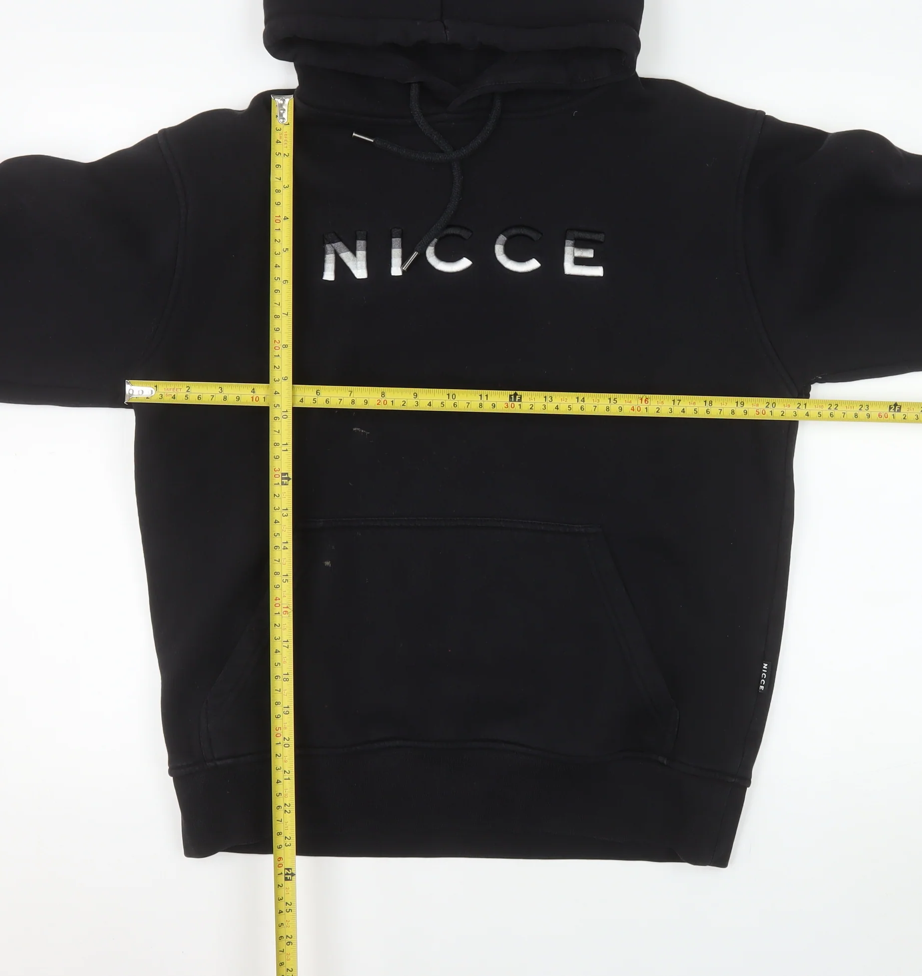 NICCE Mens Black Pullover Hoodie Fleece Logo M Regular Fit - Image 2