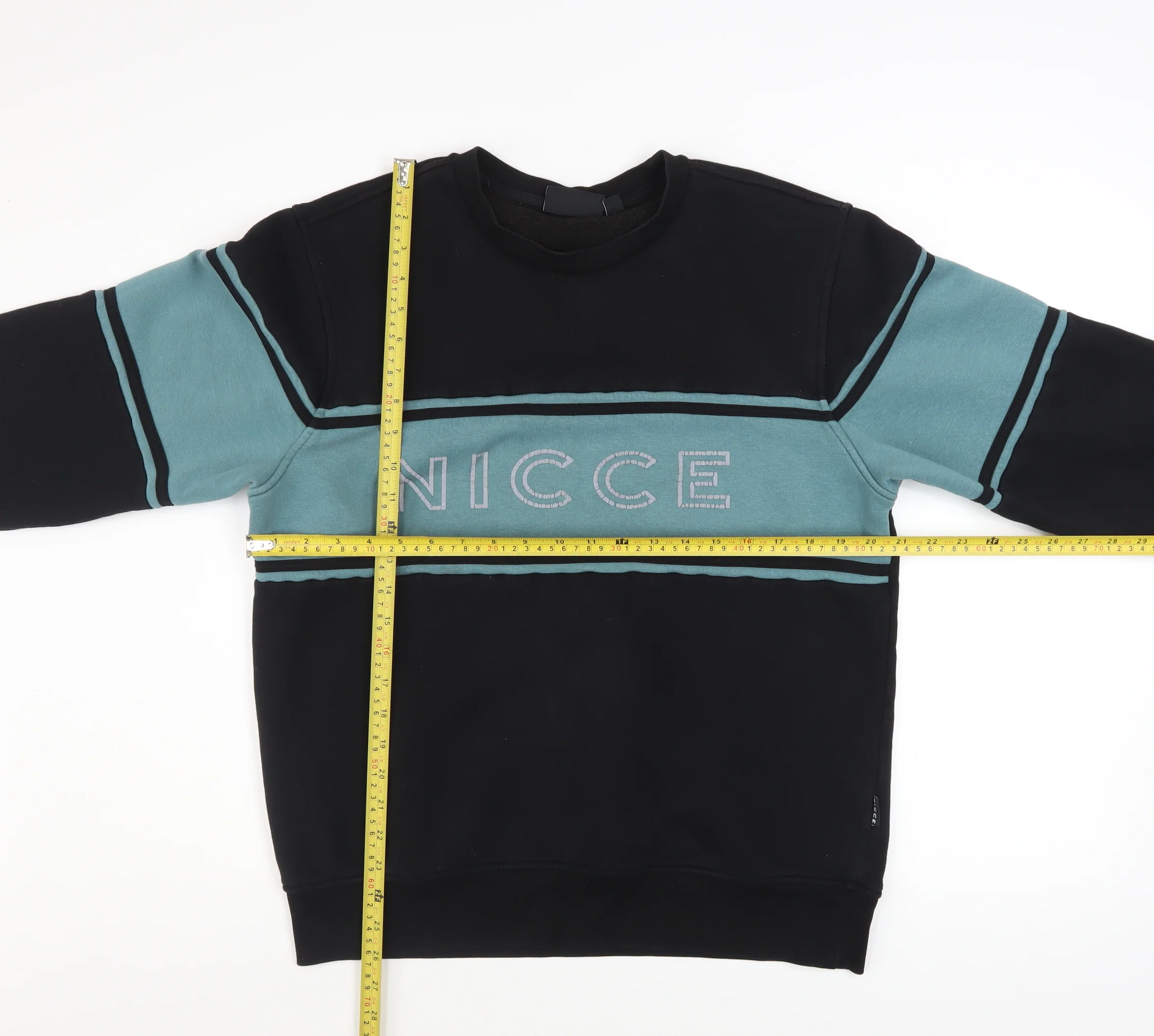 Nicce Men's Black & Teal Crew Neck Sweatshirt Size L Cotton Blend - Image 2