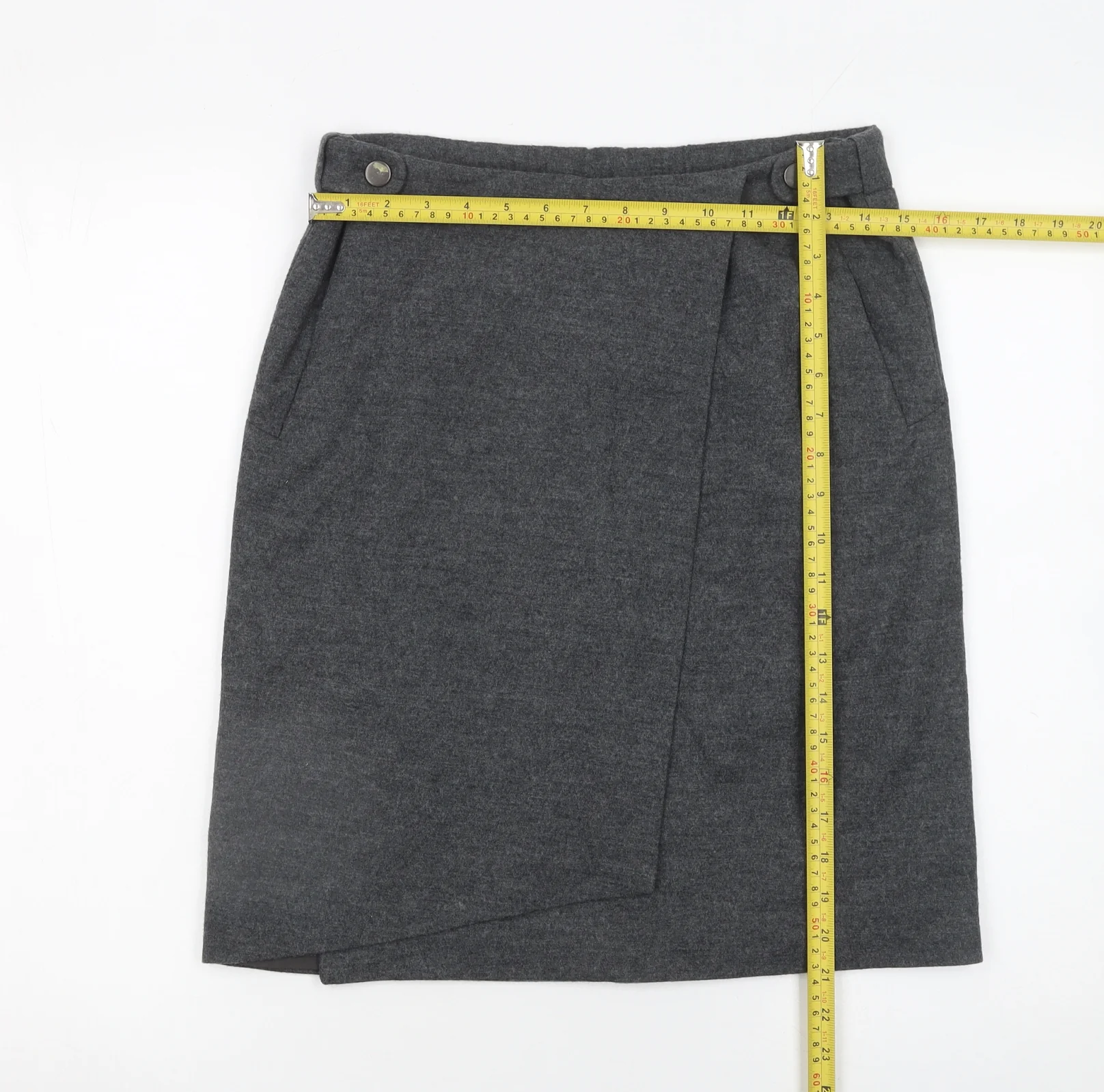 Nicola Farhi Womens Grey Wool Wrap Knee Length Skirt UK 8 - Image 2