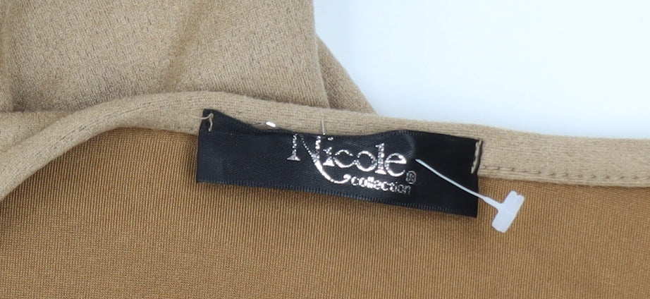 Nicole Collection Women Beige Longline Coatigan XL Open Front Suede Look - Image 4