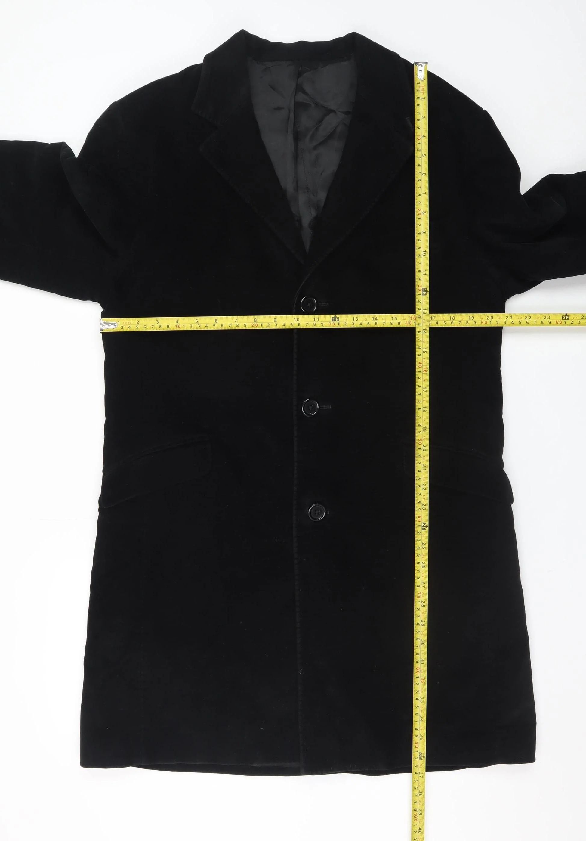 Nigel Hall Men's Black Cotton Cashmere Long Overcoat XL - Image 2