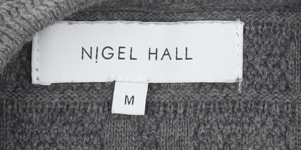 Nigel Hall Men's Grey Cotton Waffle Knit Crew Neck Jumper M - Image 4