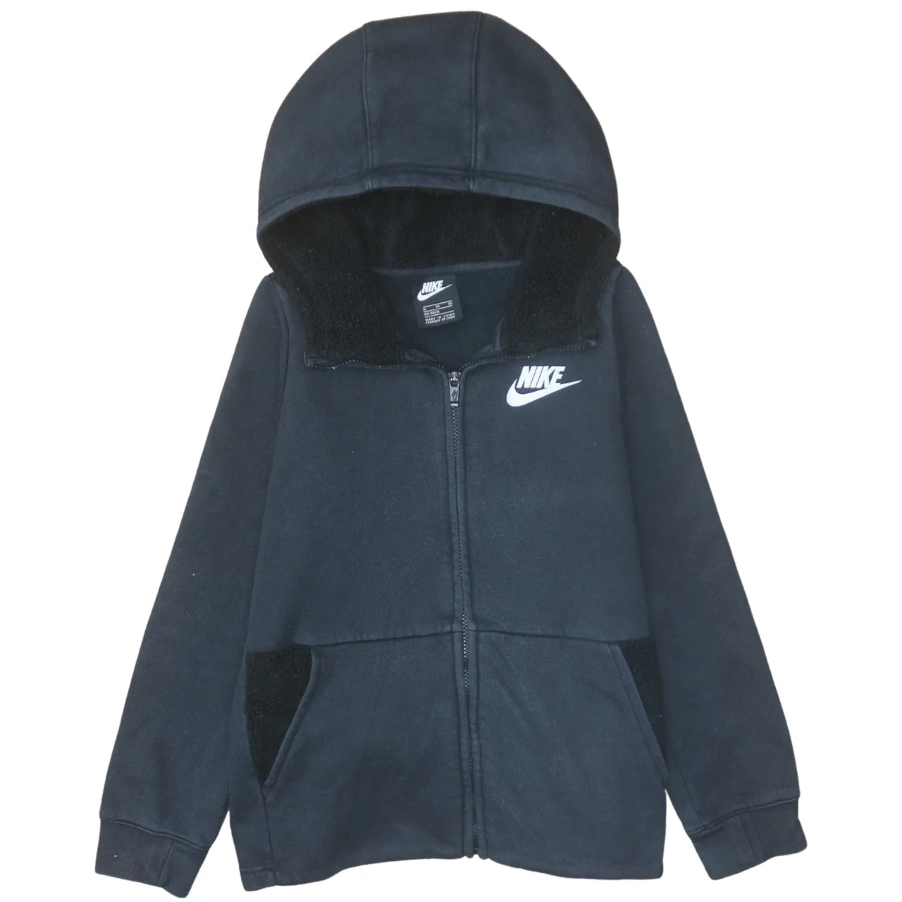 Nike Boys Black Full Zip Fleece Lined Hoodie XL 156-166cm
